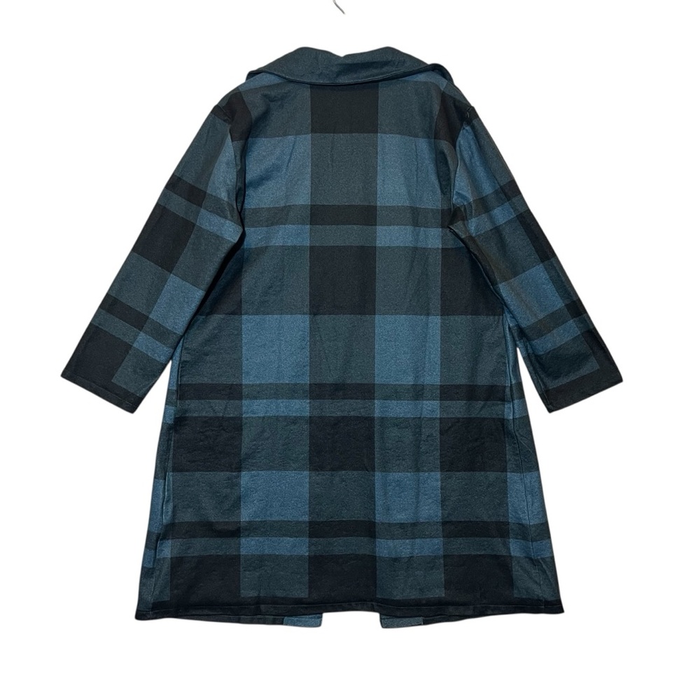 MISSLOOK Women’s Long Cardigan Plaid Size 4XL Black/Blue Open front Pockets - Picture 2 of 9